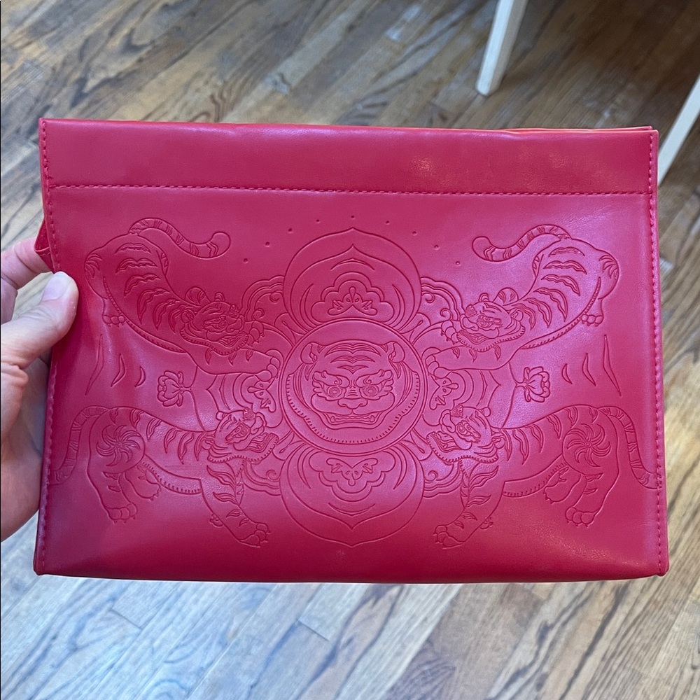 New Red Embossed Clutch